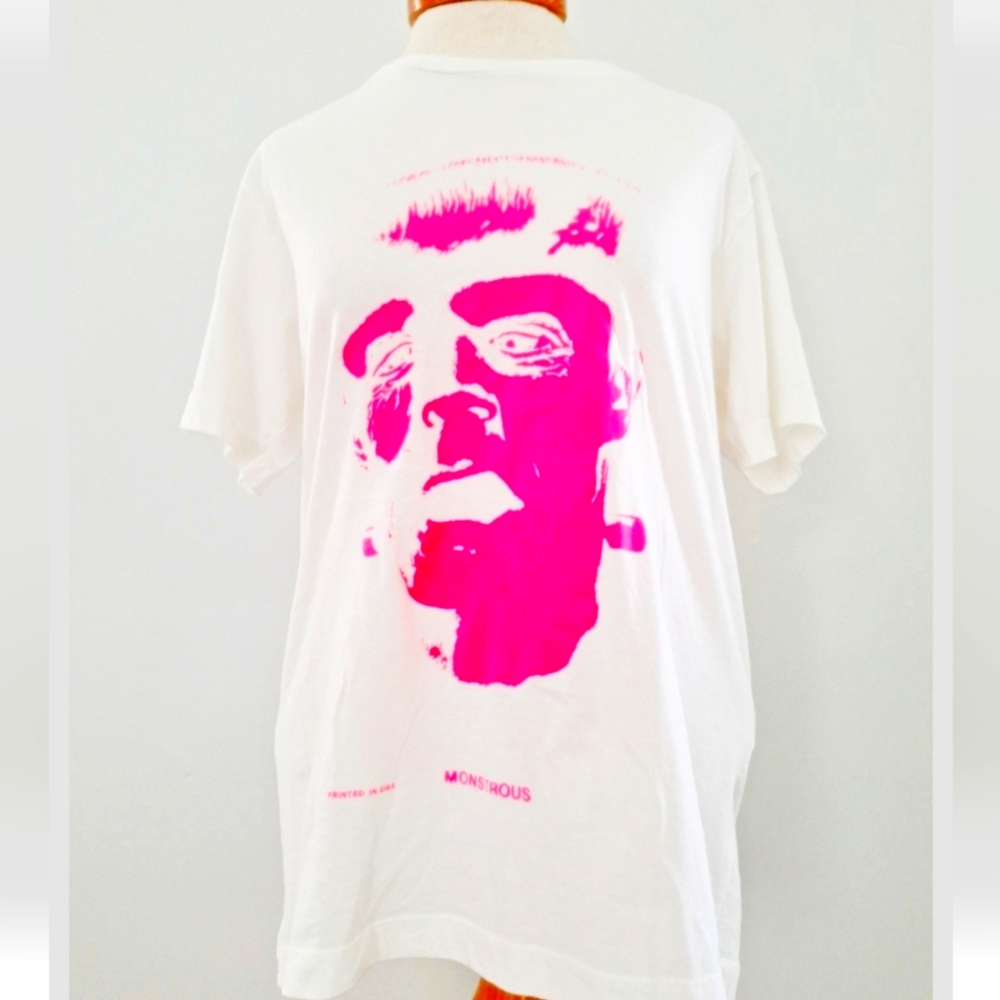 White and Pink Frankenstein Graphic Shirt
